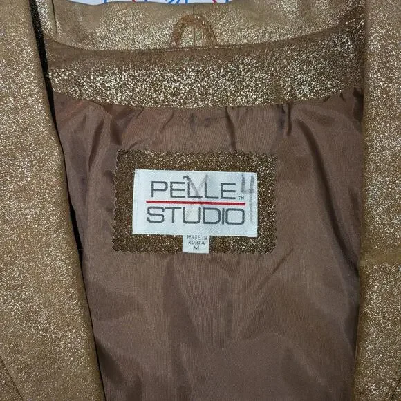 Vintage Gold Cropped Suede Jacket, Size Medium - Picture 3 of 7